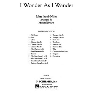 G. Schirmer I Wonder As I Wander (full Score) Concert Band