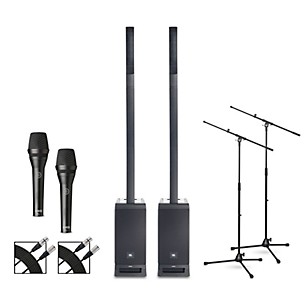 JBL IRX ONE Column Line Array Stereo Bundle With Dual AKG P5i Microphones, Stands and Cables