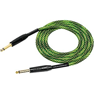 KIRLIN IWB Black/Green Woven Instrument Cable 1/4" Straight