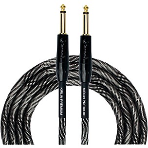 KIRLIN IWB Black/White Woven Instrument Cable 1/4" Straight