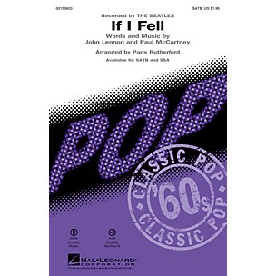 Hal Leonard If I Fell SATB by The Beatles arranged by Paris Rutherford