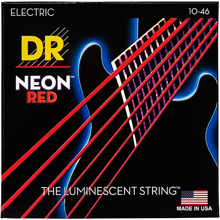 DR Strings Hi-Def NEON Red Coated Medium (10-46) Electric Guitar Strings |  Music & Arts