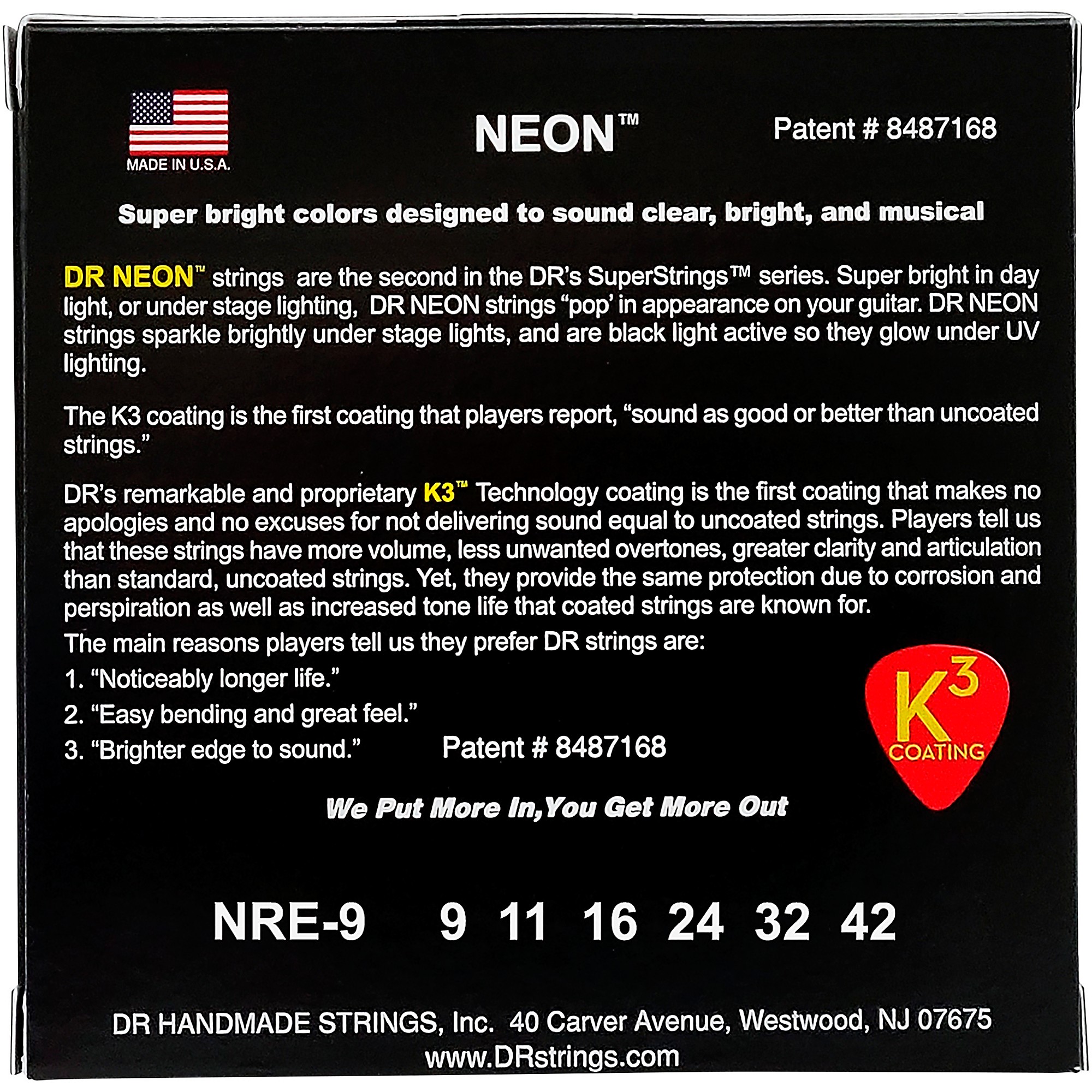 DR Strings Hi-Def NEON Red Coated Light (9-42) Electric