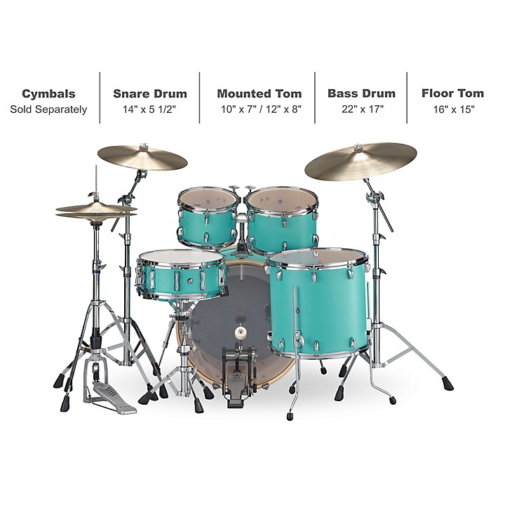 Yamaha Stage Custom Birch 5-Piece Shell Pack with 22 Bass Drum Matte Surf Green