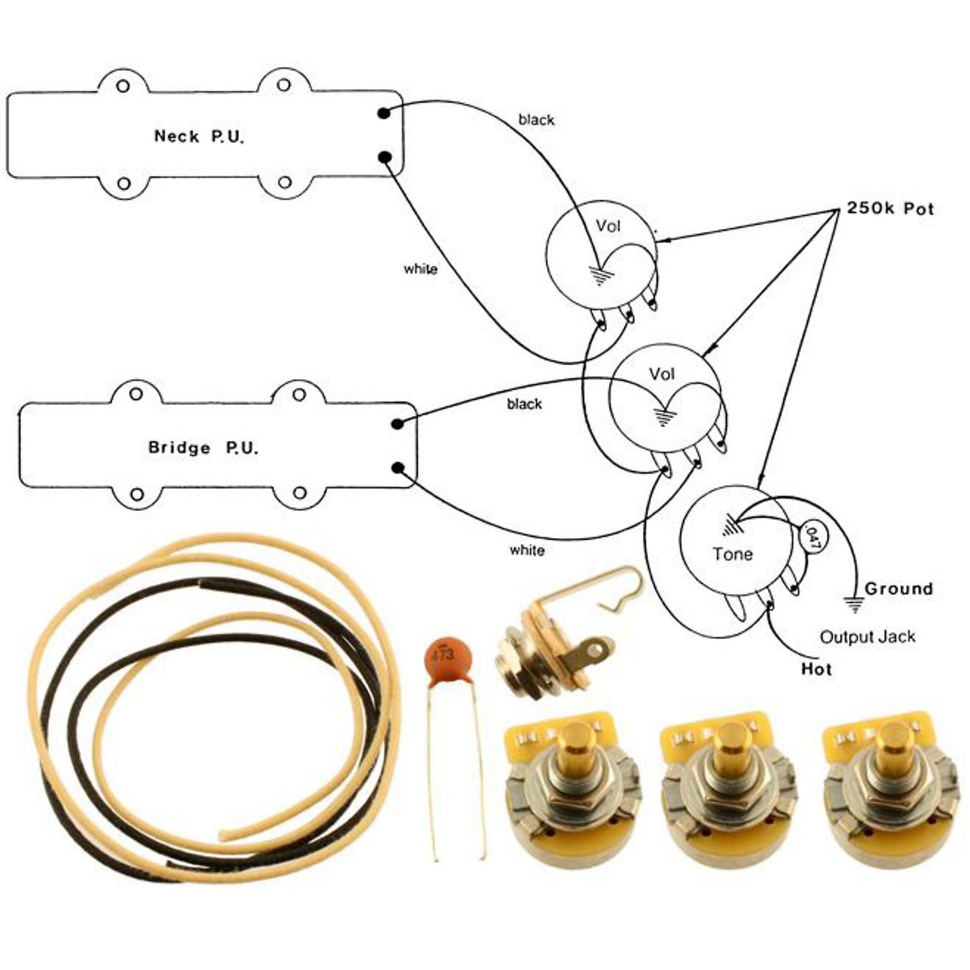 Allparts Allparts EP-4129-000 Wiring Kit for Jazz Bass