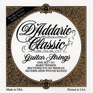 D'Addario J31 Classic Silver Clear Hard Acoustic Guitar Strings