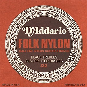 D'Addario J32 Folk Nylon Silver/Black Acoustic Guitar Strings