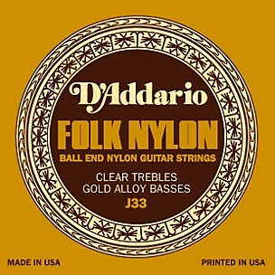 D'Addario J33 Folk Nylon Ball End Acoustic Guitar Strings