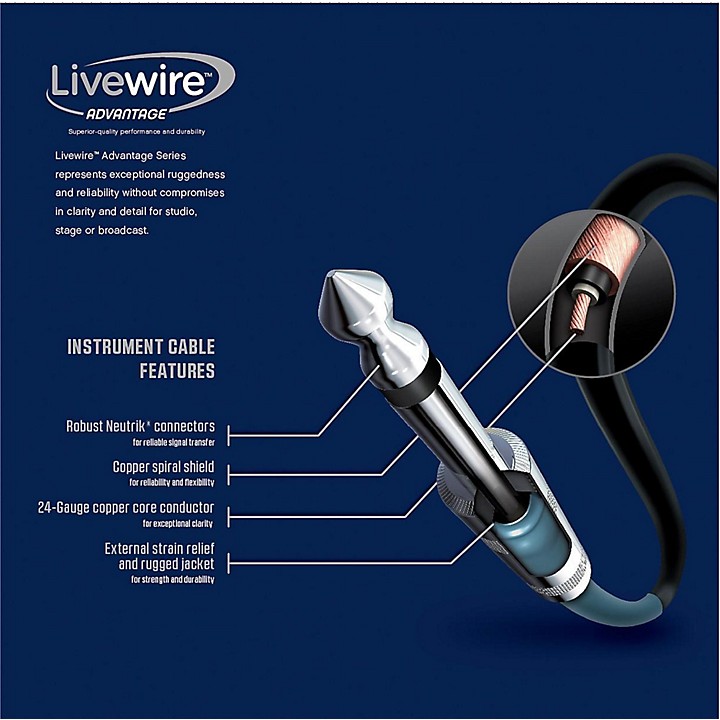 Live Wire Advantage Instrument Patch Cable Angled/Angled 3-Pack