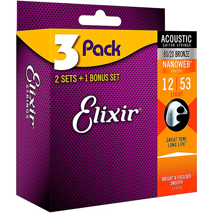 Elixir light store acoustic strings