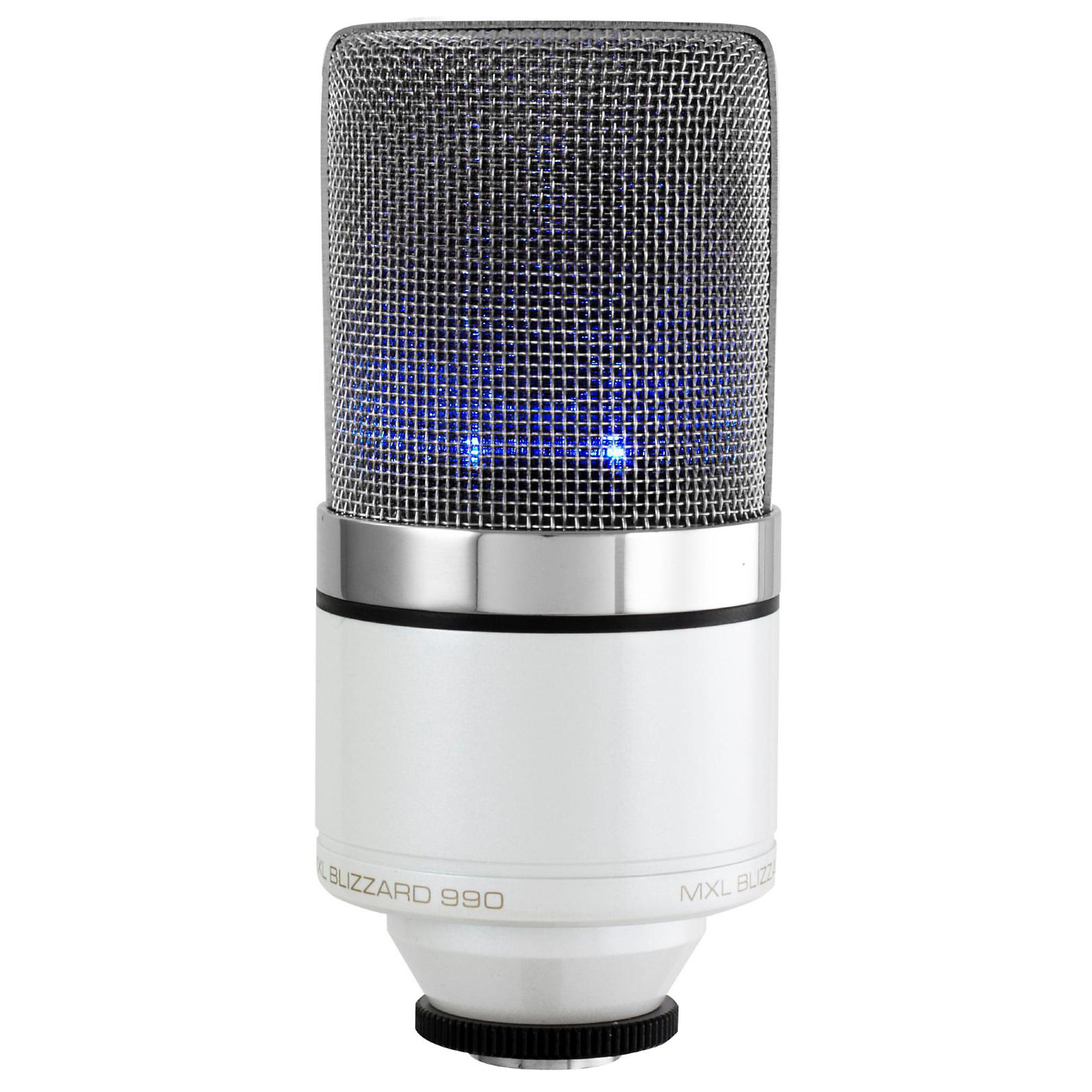 ☆mic☆ MXL 990 Blizzard White Limited-Edition LDC Microphone With Blue