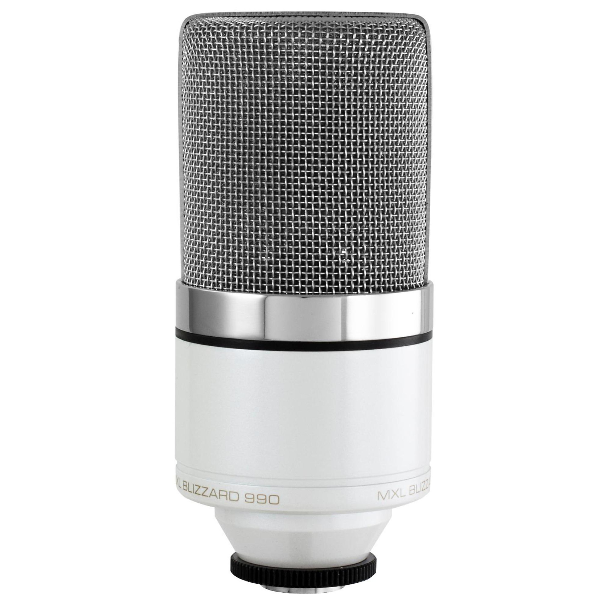 MXL 990 Blizzard White Limited-Edition LDC Microphone With Blue