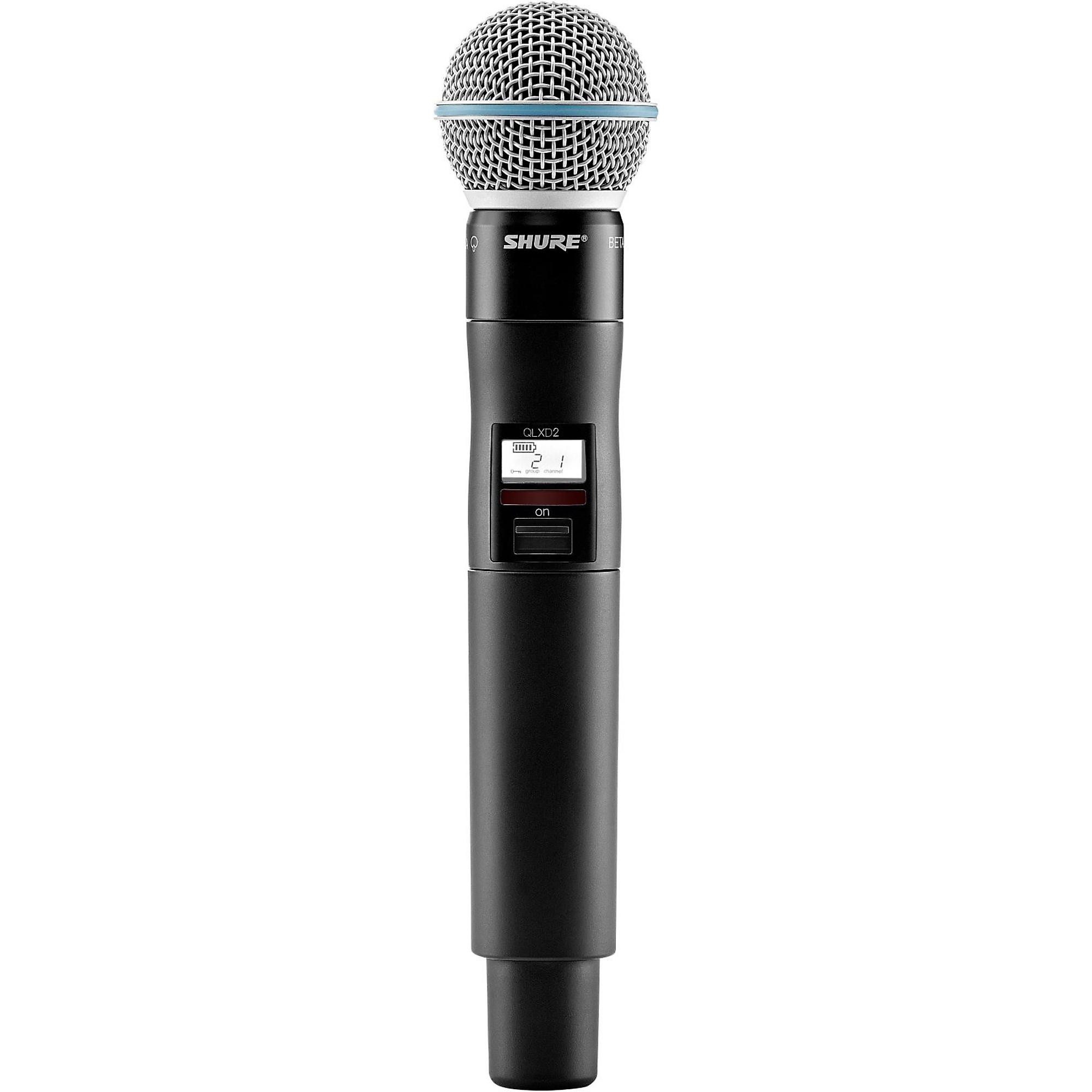 Shure QLXD2/BETA58A Wireless Handheld Microphone Transmitter With  Interchangeable BETA 58A Microphone Capsule | Music & Arts