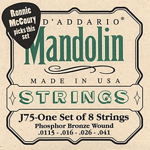 D'Addario J75 Medium/Heavy Phosphor Bronze Wound Bluegrass Mandolin Strings