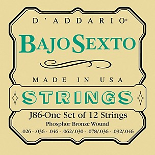 D'Addario J86 Phosphor Bronze Bajo Sexto 12-String Set