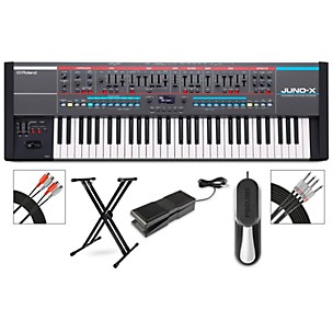 Roland JUNO-X Keyboard With Proline X-Stand, Sustain and Expression Pedal, Plus Livewire Audio & MIDI Cables