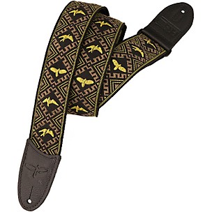 PRS Jacquard Hootenanny Style Guitar Strap, Yellow & Black Birds