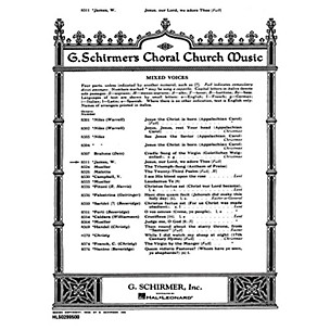 G. Schirmer Jesus Our Lord We Adore Thee SATB composed by W James