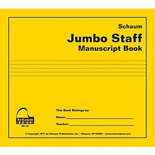 Schaum Jumbo Staff Manuscript Book Educational Piano Series Softcover
