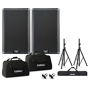 QSC K10.2 10" 2,000W Powered Speaker Pair With Bags, Stands & Cables