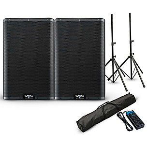 QSC K10.2 10" 2,000W Powered Speaker Pair With Stands & Power Strip