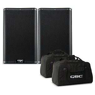 QSC K10.2 10" 2,000W Powered Speaker Pair With Tote Bags