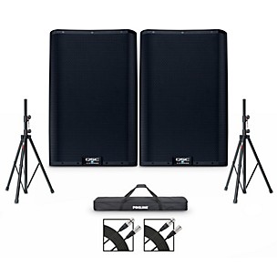 QSC K12.2 Powered Speaker Pair With Cables and Stands