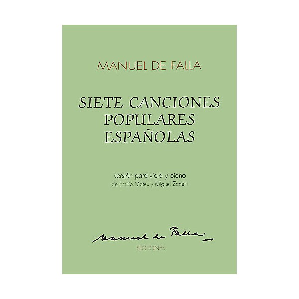 Union Musicale 7 Canciones Populares Espanolas For Viola And Piano Music Sales America Series - 