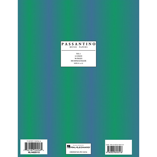 Music Sales Musipack 3 Ring Filler No. 1 12stave (Passantino Manuscript Paper) Music Sales