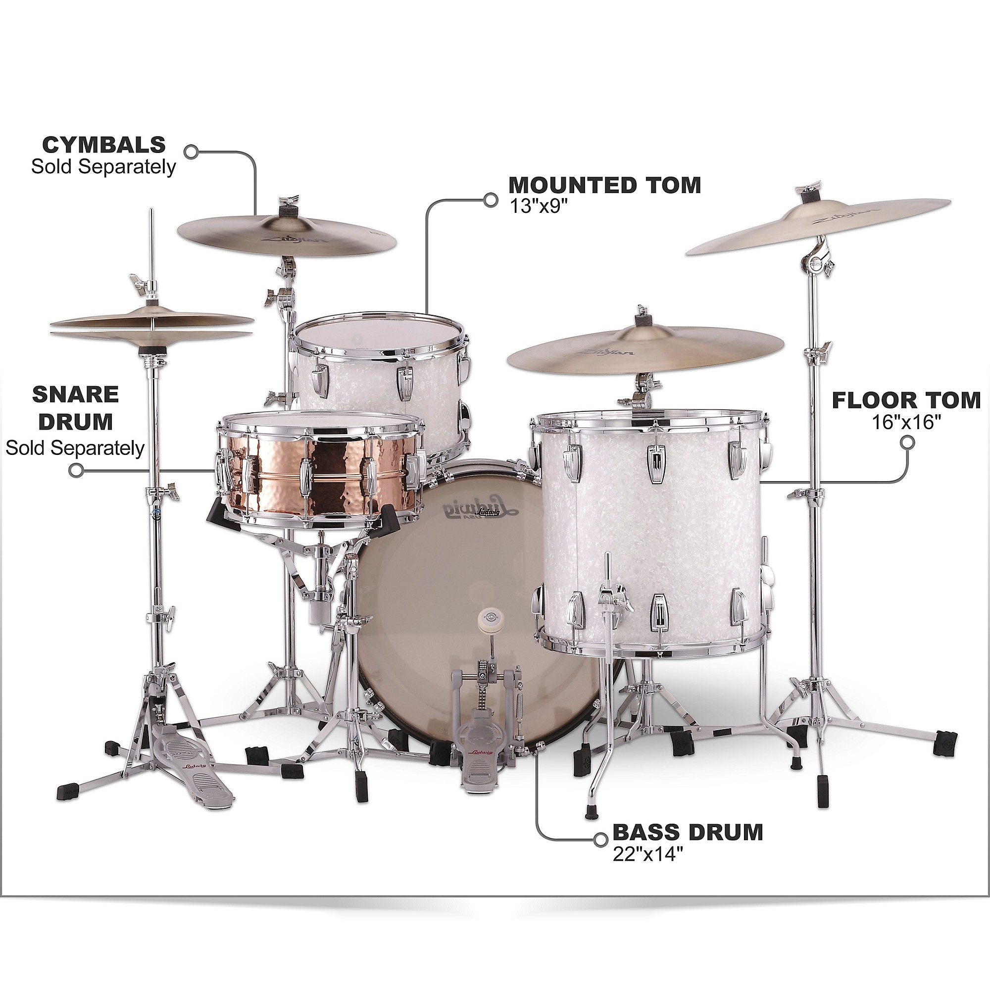 Ludwig Classic Maple 3-Piece Fab Shell Pack With 22