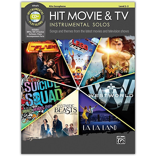 Alfred Hit Movie Tv Instrumental Solos Alto Saxophone Book Cd Level 2 3 Music Arts