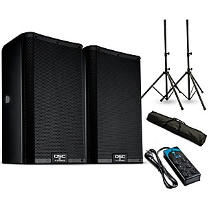 QSC K8.2 8" 2,000W Powered Speaker Pair With Stands & Power Strip