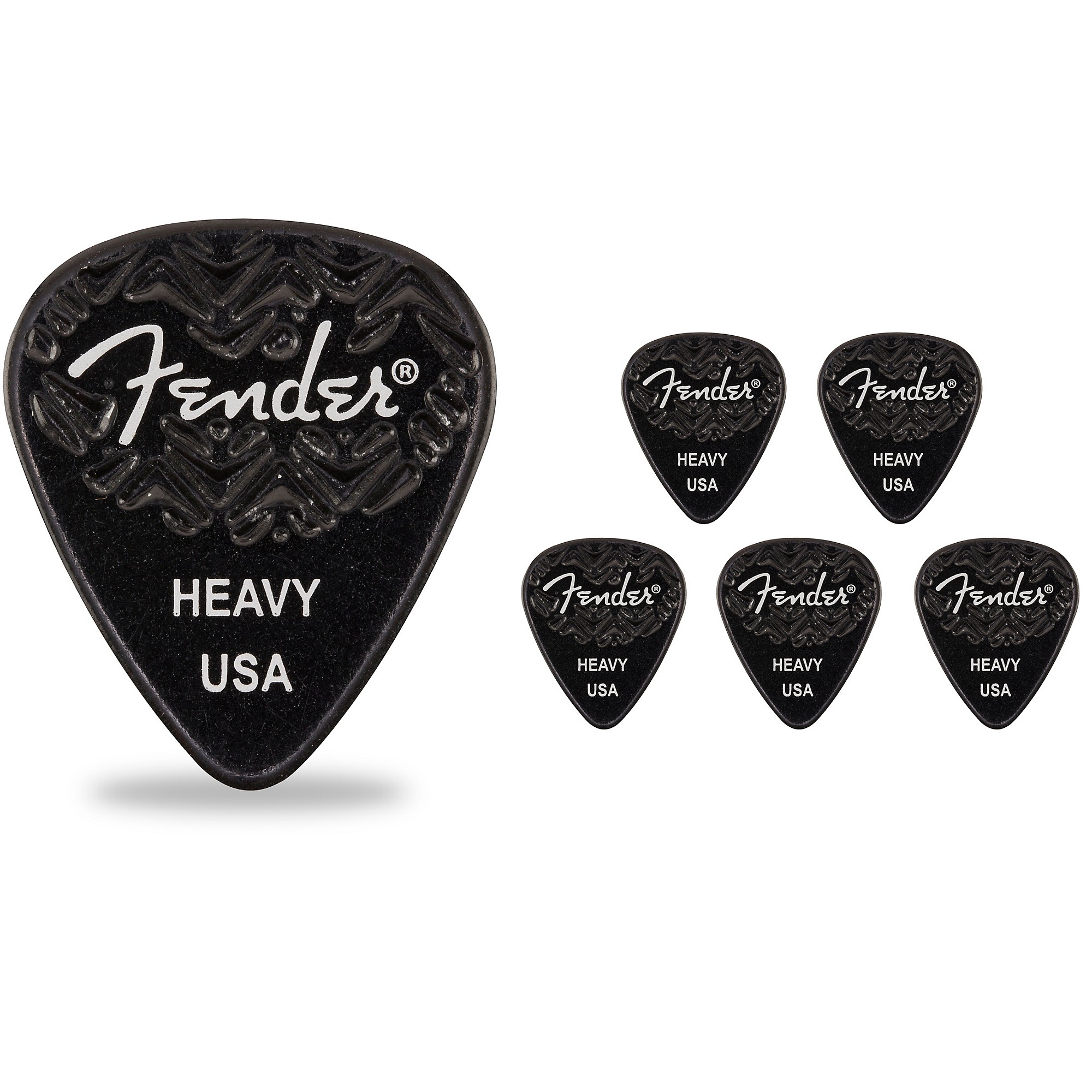 FENDER×TM CLIP MARKER 351 EX-HVY Fender 351 Shape Wavelength Celluloid Guitar Picks (6-Pack), Black