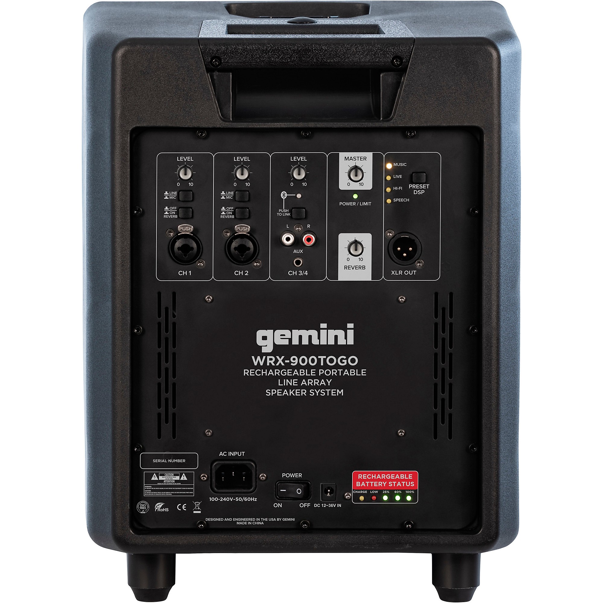 Gemini WRX-900TOGO Powered Column-Style Line Array PA System With