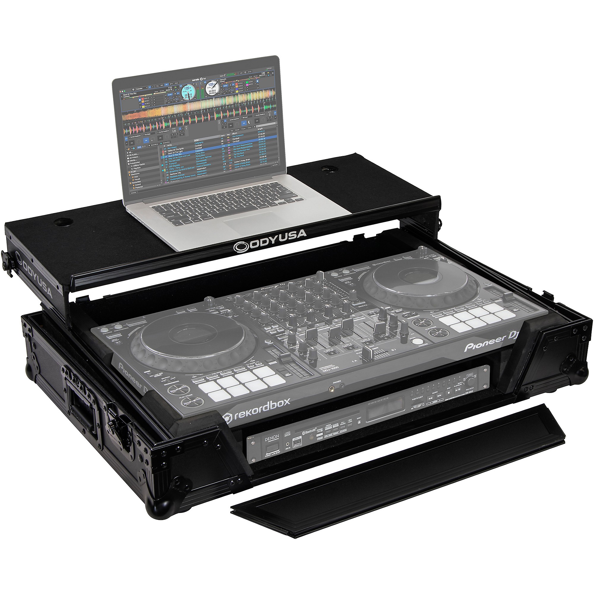 Odyssey FZGSDJ808W2BL Black Label Glide Style Flight Case for DDJ