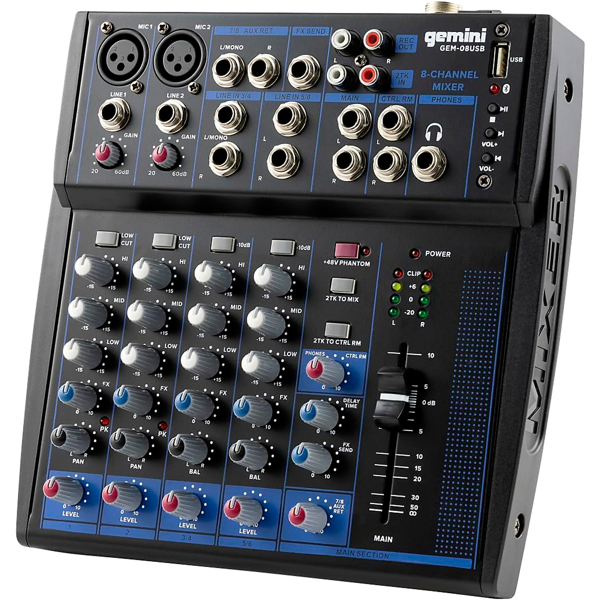 Gemini GEM-08 USB 8 Channel USB mixer With Bluetooth | Music & Arts
