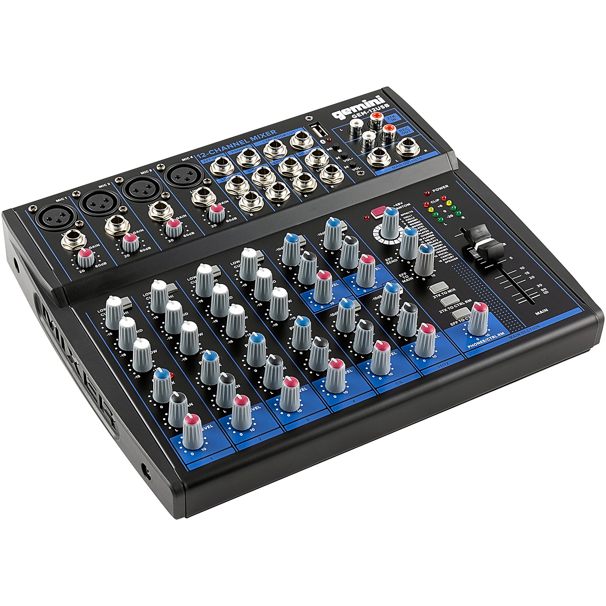 Gemini GEM-12USB 12-Channel USB Mixer for Podcasts With Bluetooth