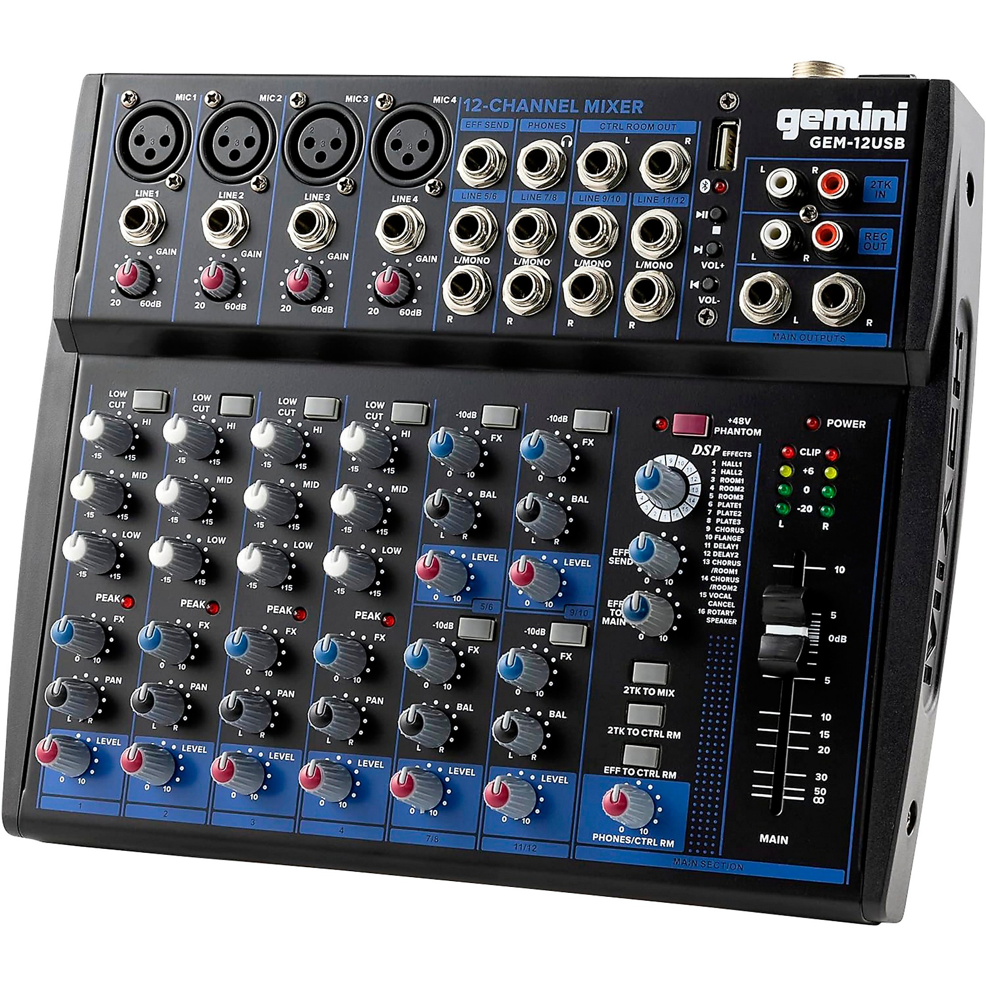 ゆめ Gemini GEM-12USB 12-Channel USB Mixer for Podcasts With Bluetooth