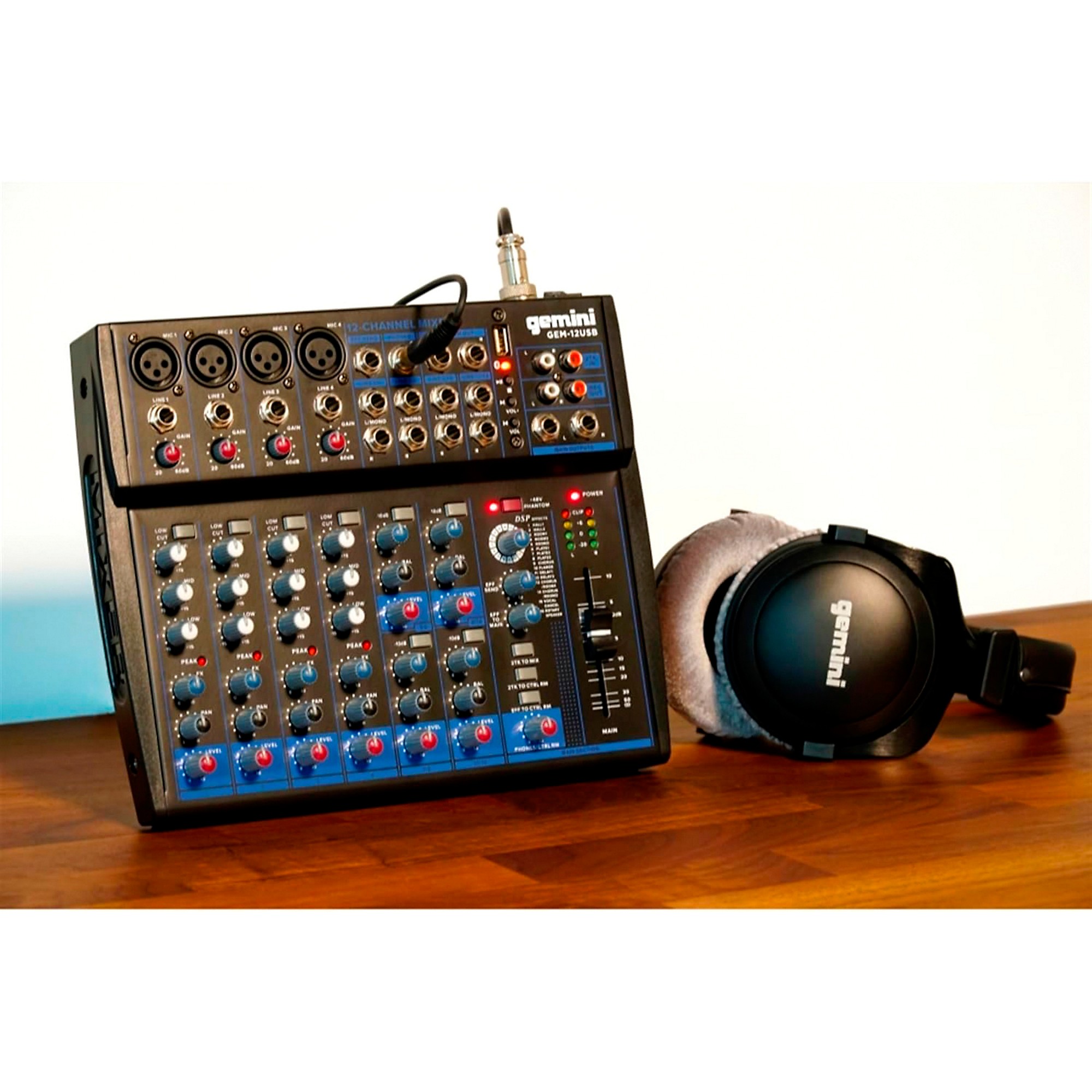 Gemini GEM-12USB 12-Channel USB Mixer for Podcasts With Bluetooth
