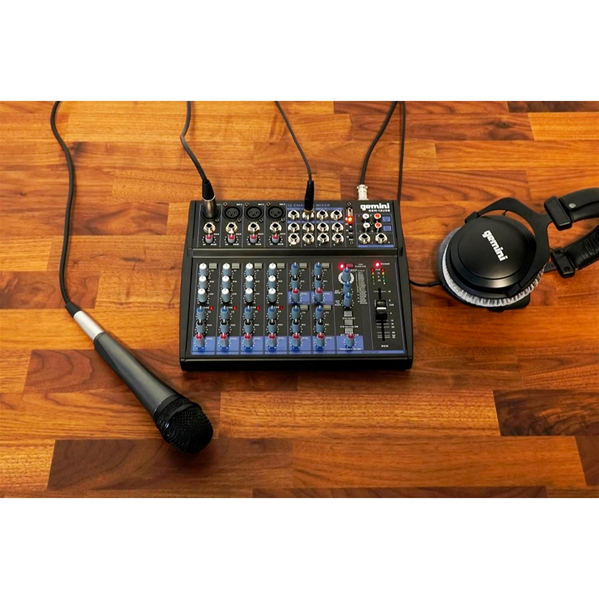 Gemini GEM-12USB 12-Channel USB Mixer for Podcasts With Bluetooth
