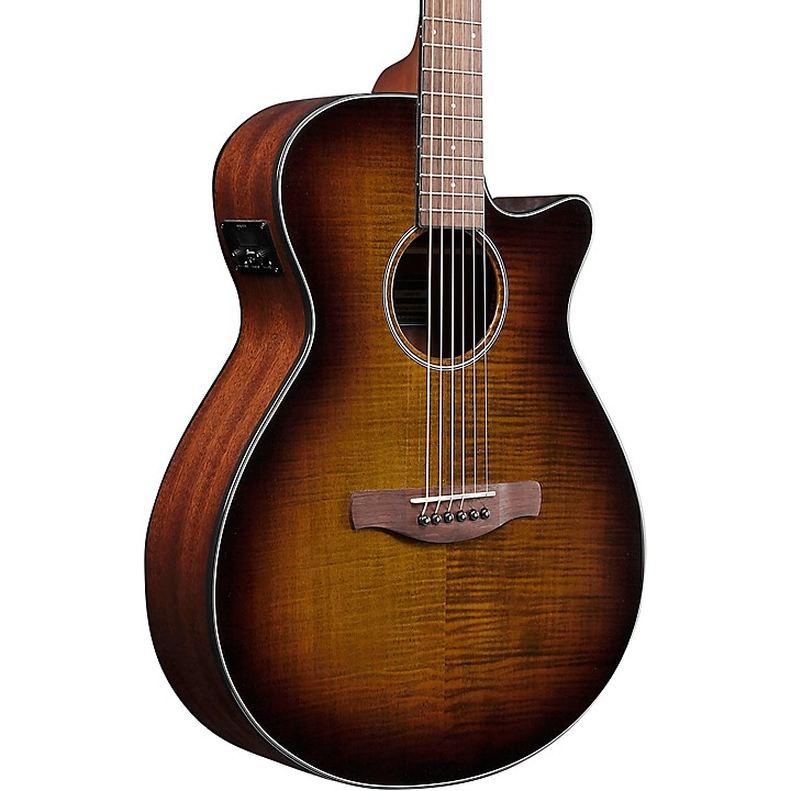 Ibanez AEG70 Flamed Maple Top Grand Concert Acoustic-Electric Guitar Tiger Burst High Gloss