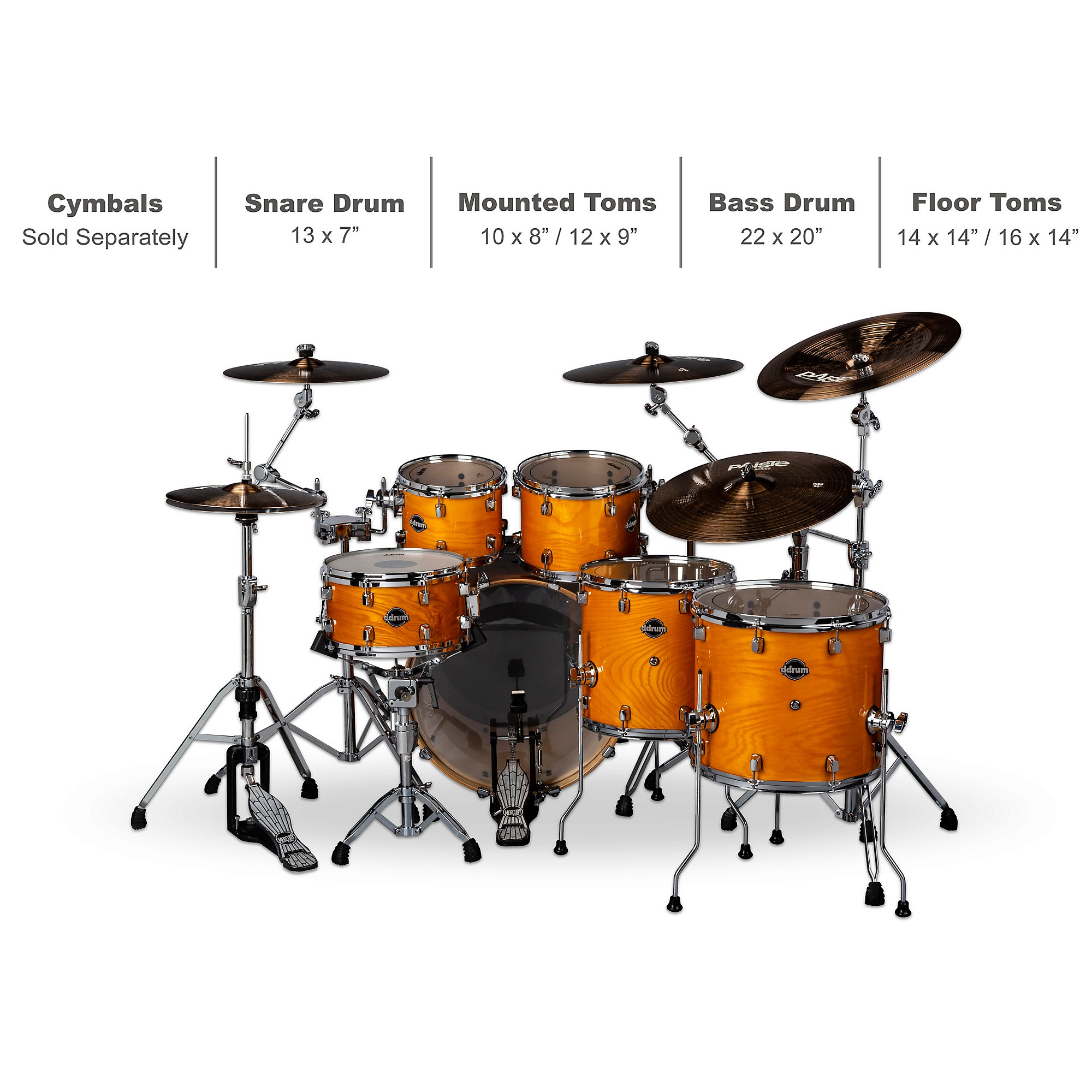 ddrum Dominion Birch 6-Piece Shell Pack With Ash Veneer | Music \u0026 Arts, image size:2000x2000