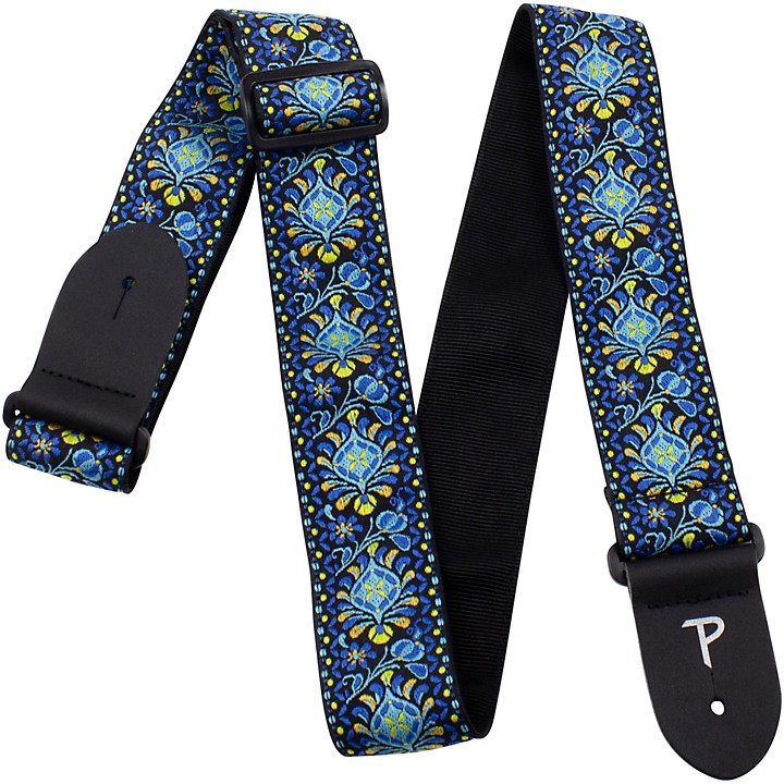 2” White with Floral Trail Jacquard Guitar Strap with Triglide - Perris  Leathers