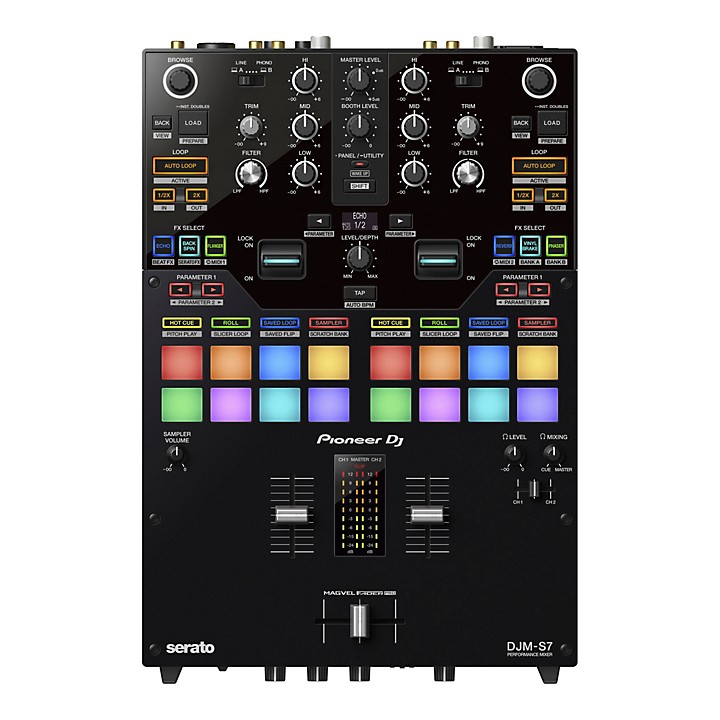 Pioneer DJ DJM-S7 2-Channel Battle Mixer for Serato DJ & rekordbox With  Performance Pads