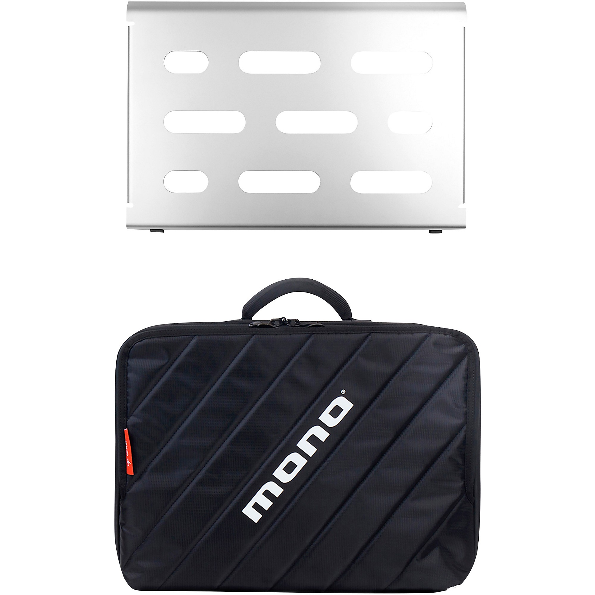 MONO Pedalboard Small, Silver and Club Accessory Case 2.0, Black