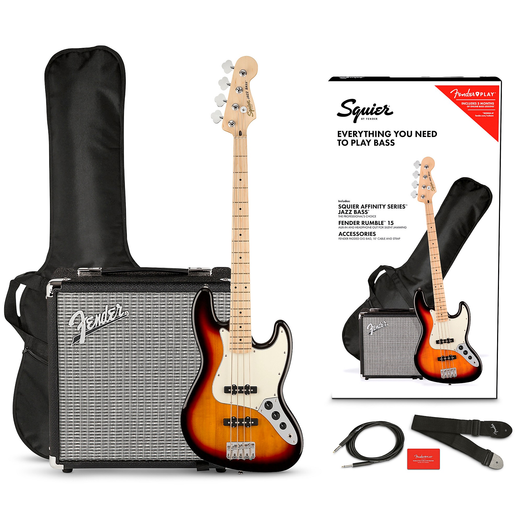 Squier Affinity Jazz Bass Limited-Edition Pack With Fender Rumble