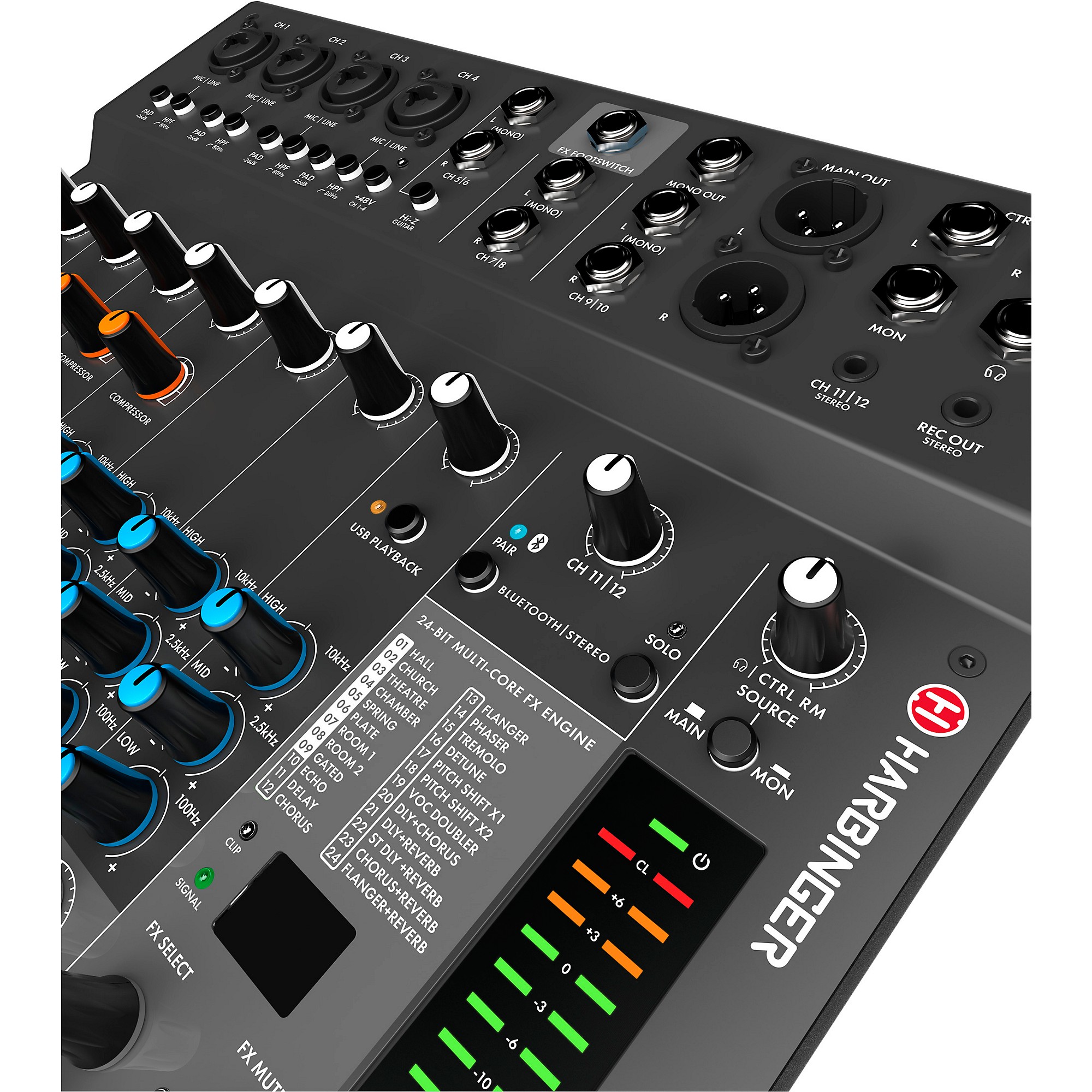 Harbinger LX12 12-Channel Analog Mixer With Bluetooth, FX & USB