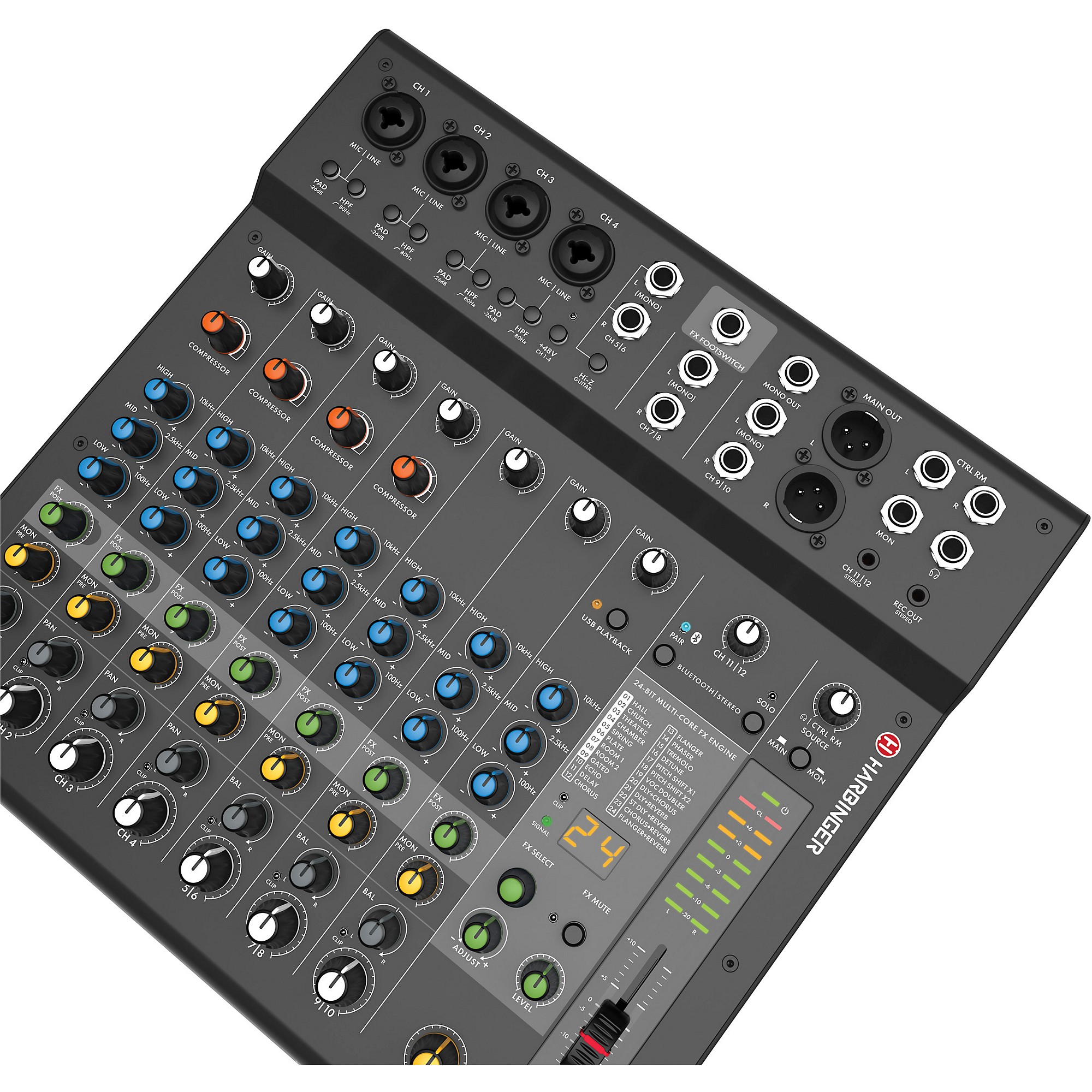 Harbinger LX12 12-Channel Analog Mixer With Bluetooth, FX & USB