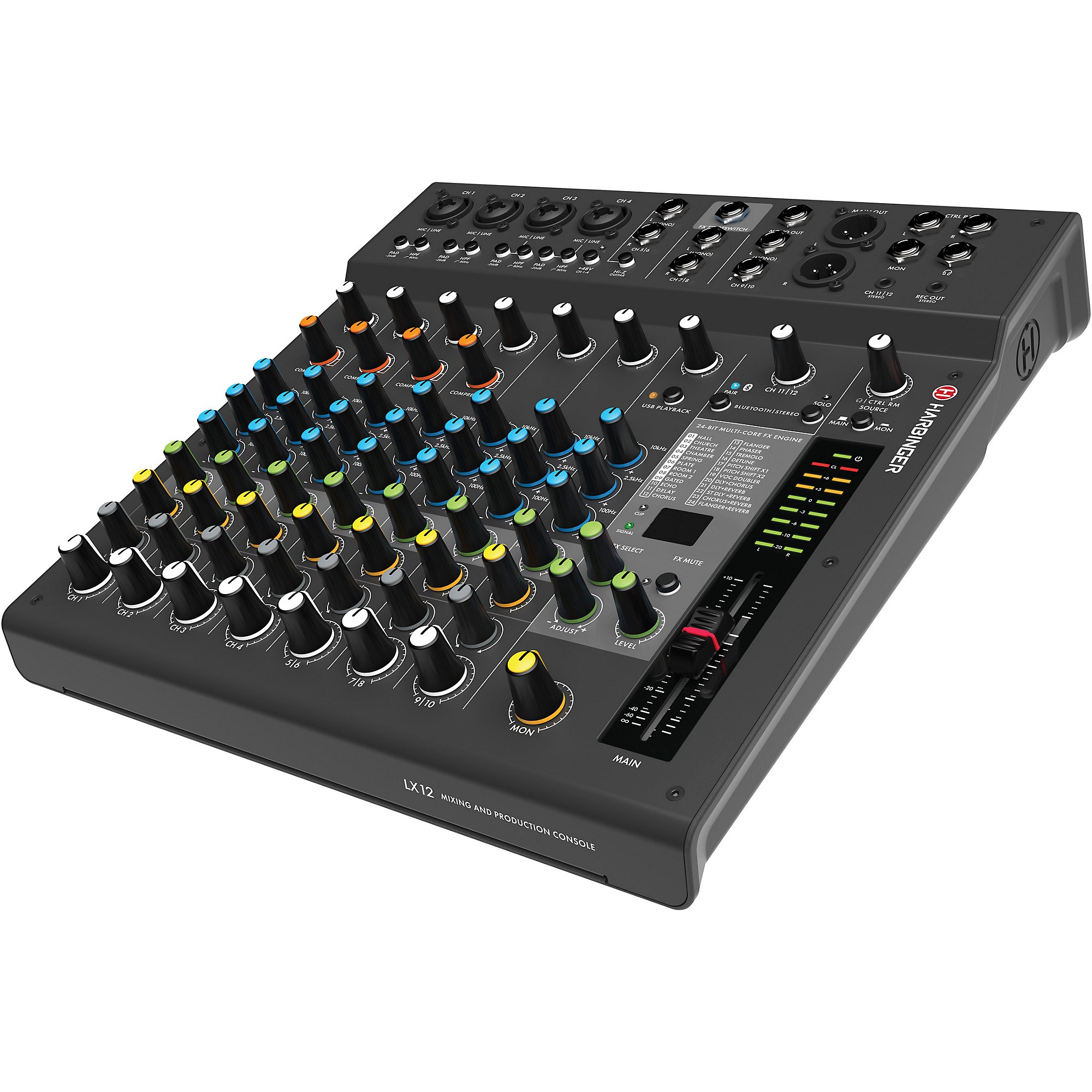 Harbinger LX12 12-Channel Analog Mixer With Bluetooth, FX & USB