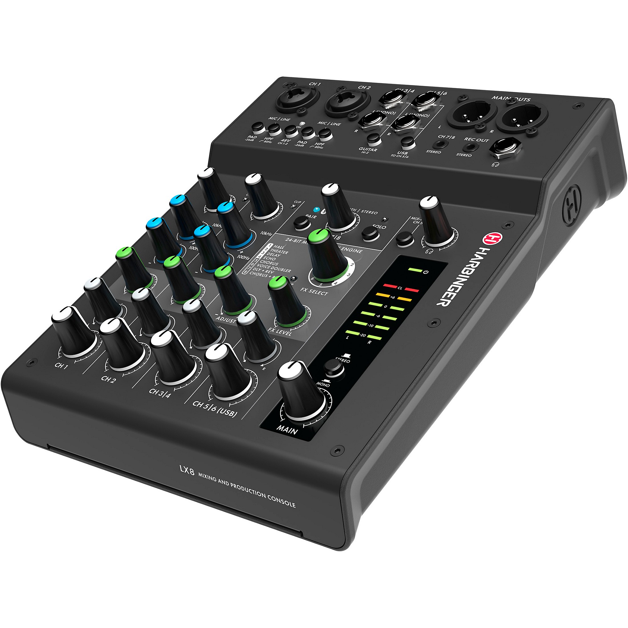 Harbinger LX8 8-Channel Analog Mixer With Bluetooth, FX and USB